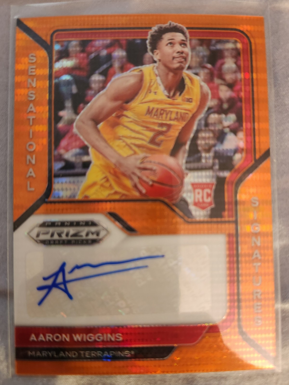 2021 panini prizm draft picks aaron wiggins sensational signatures orange pulsar