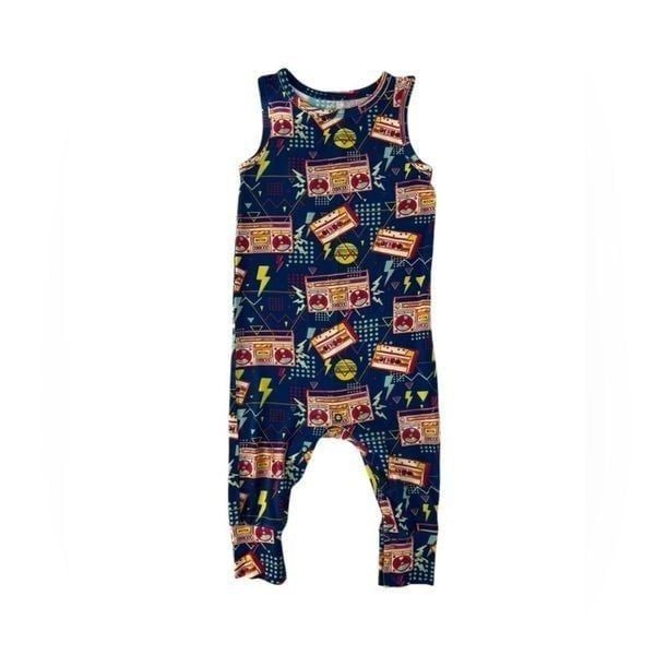 Posh Peanut Boombox Cassette Tape Print Sleeveless Romper, Like New, 18-24 month