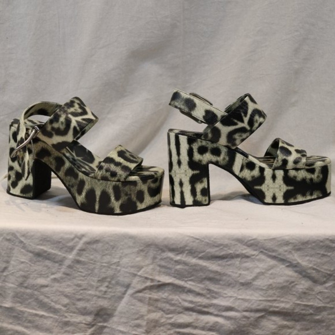 Dries Van Noten 80mm Block-Heel Slingback Sandals, Cheetah, Women's 37 EU
