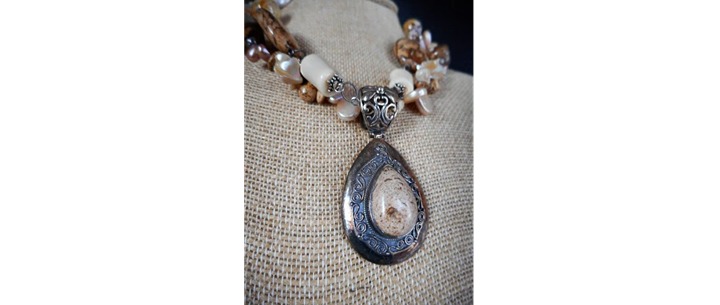 Massive Sterling Silver Gemstone High End Stamped Designer Statement Necklace
