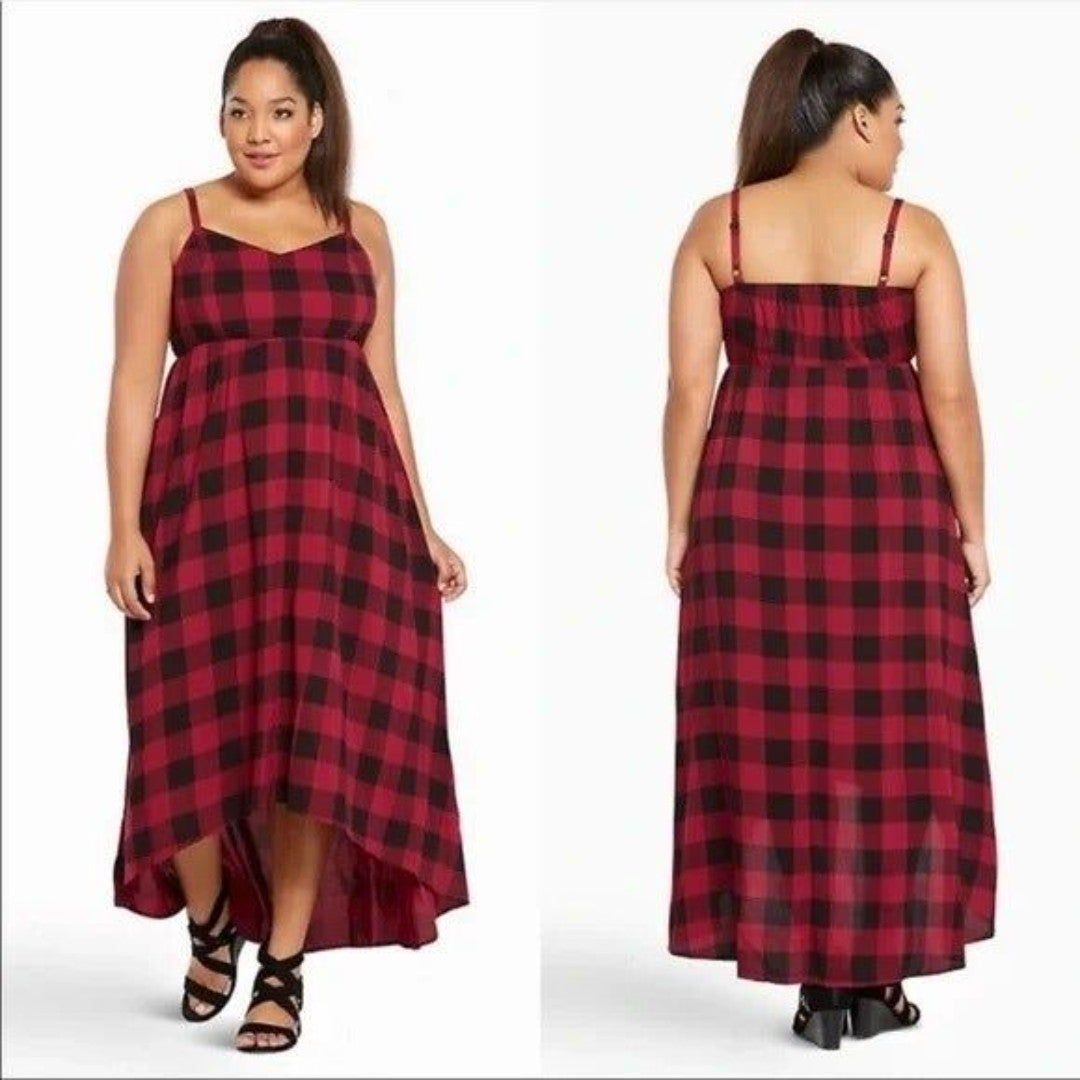 Torrid Plaid Hi Low Maxi Dress