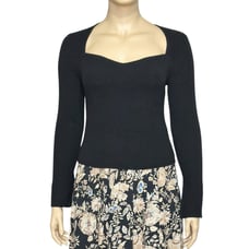 REFORMATION Glenna Ribbed Cashmere Sweater, Black, 2X