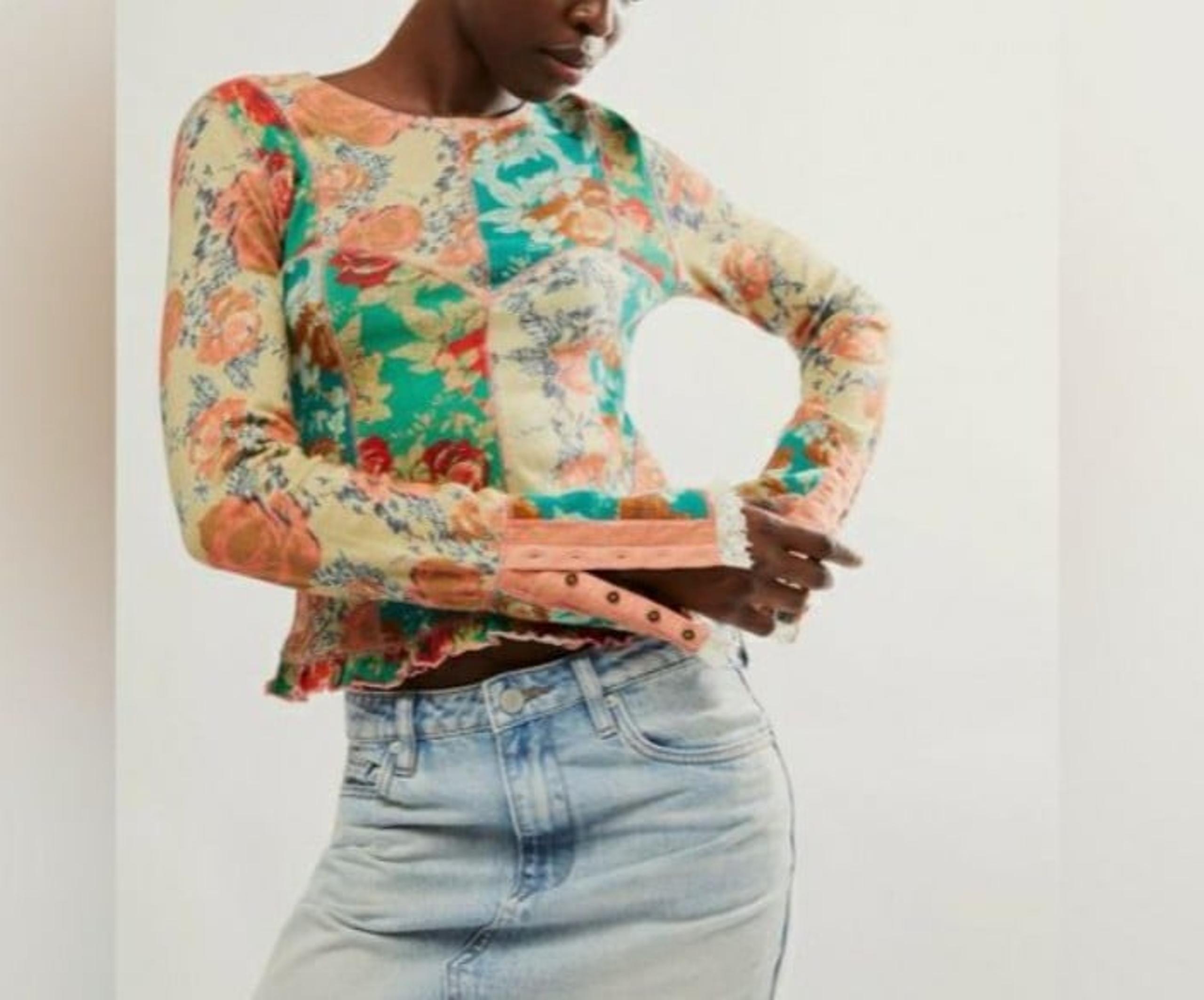 Free People From The Heart floral knit top