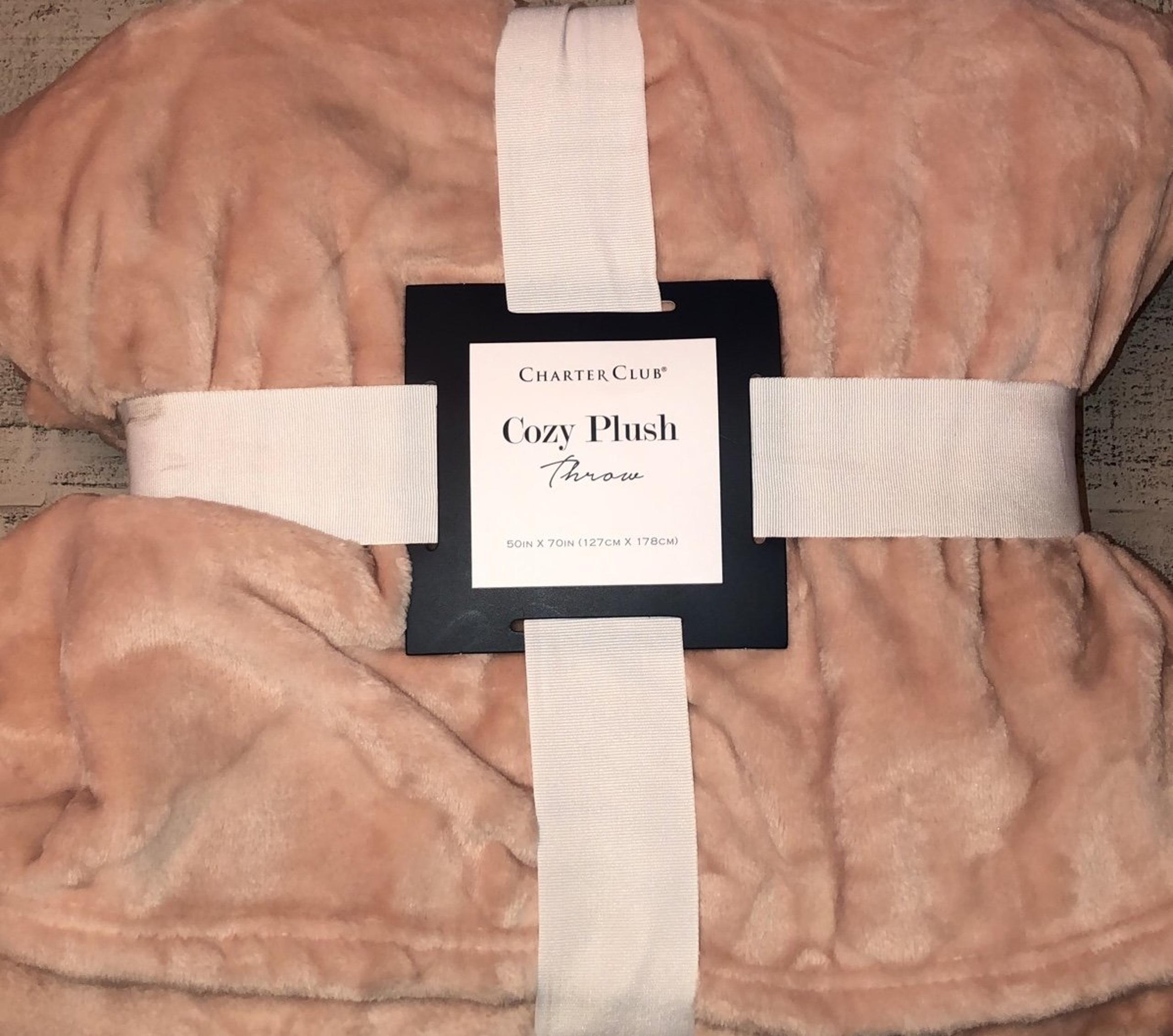 NWT charter club cozy plush throw pink
