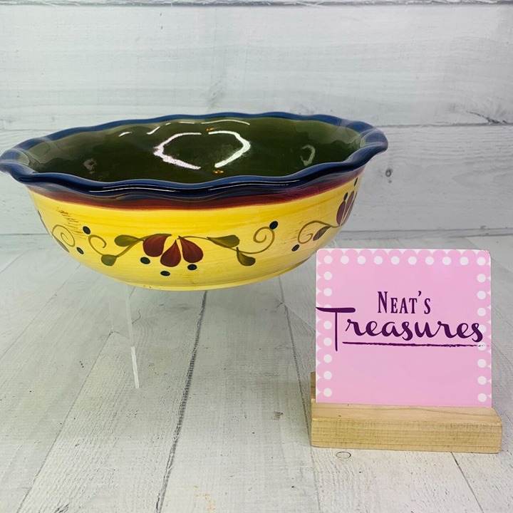 Home & Garden Party WELCOME HOME 2005 Stoneware Floral Large Round Serving Bowl