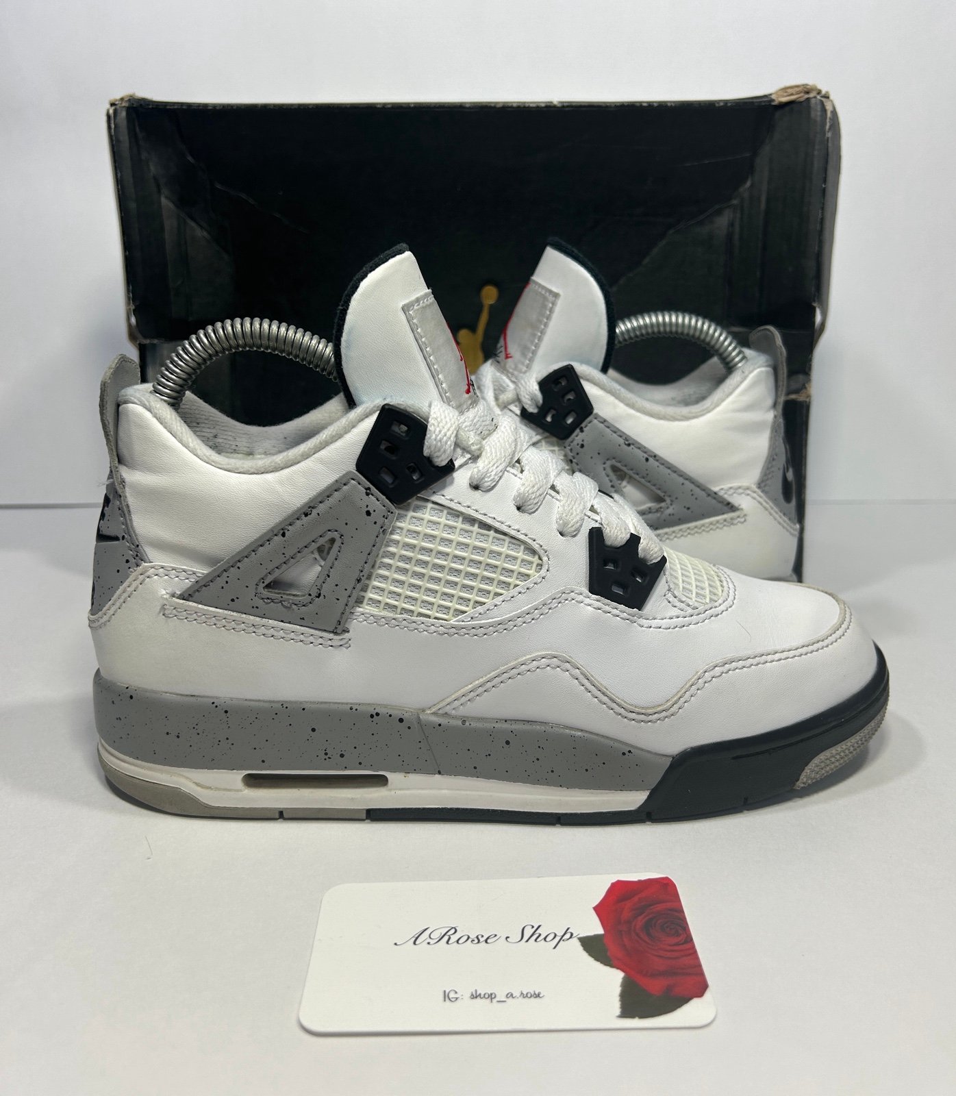 Nike Air Jordan 4 Retro OG GS ‘White Cement’ (836016 192) Shoes Size: 4Y / 5.5 W