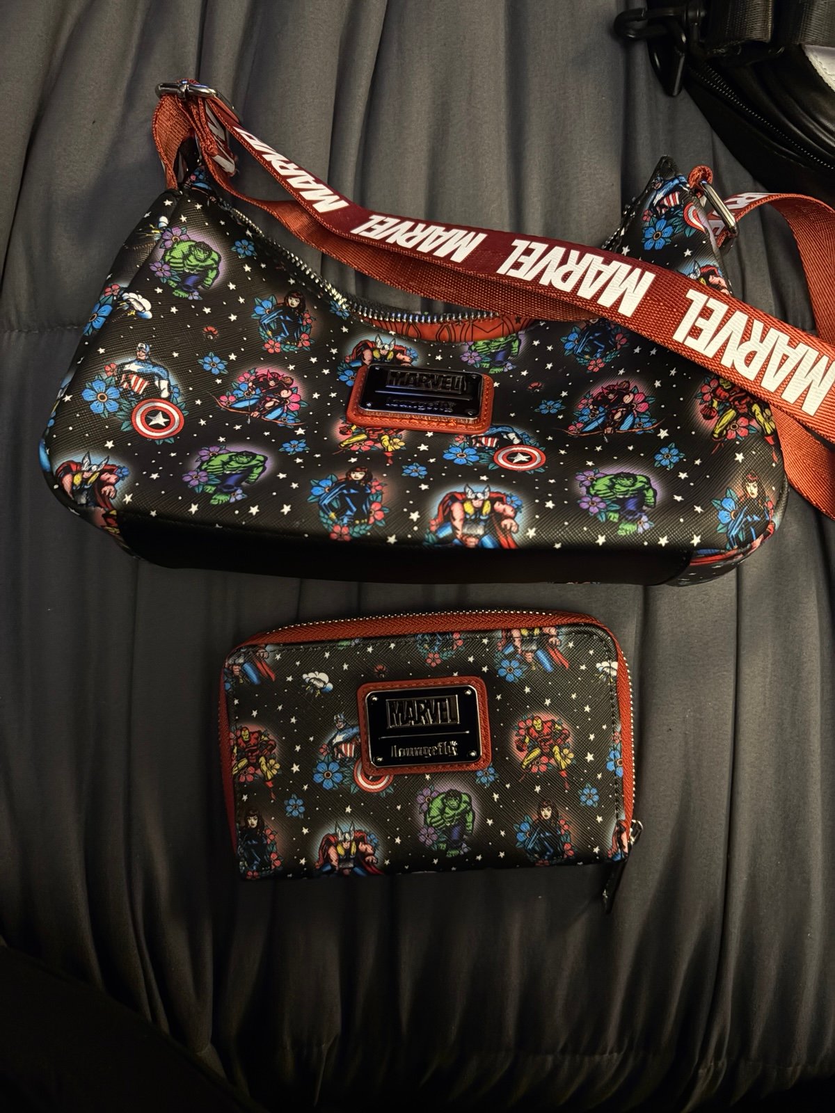 Loungefly Marvel Avengers Tattoo Shoulder Bag and wallet
