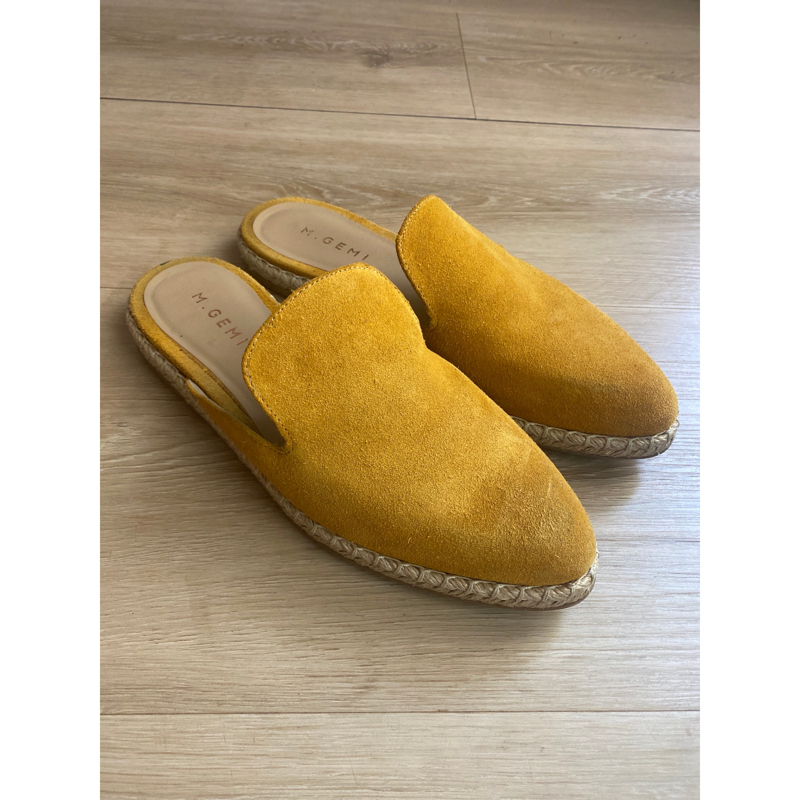 M. Gemi shoes women’s 39 yellow suede slip on mule espadrille made in Italy boho