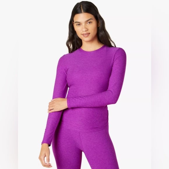 Beyond Yoga Featherweight Inner Circle Pullover Top Purple NWT Size L LWSD7810