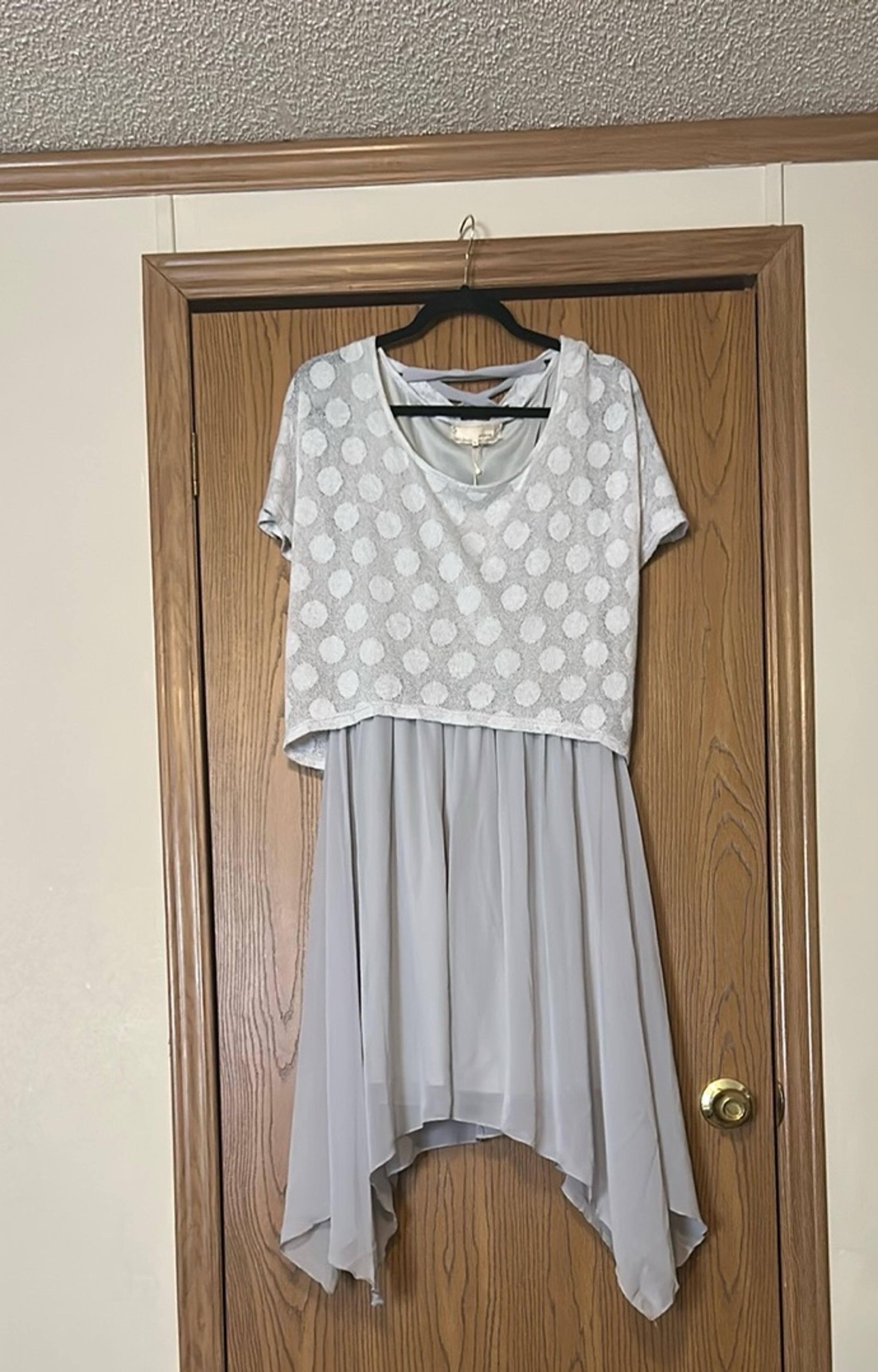 NWT A’reve asymmetrical hem gray dress size L