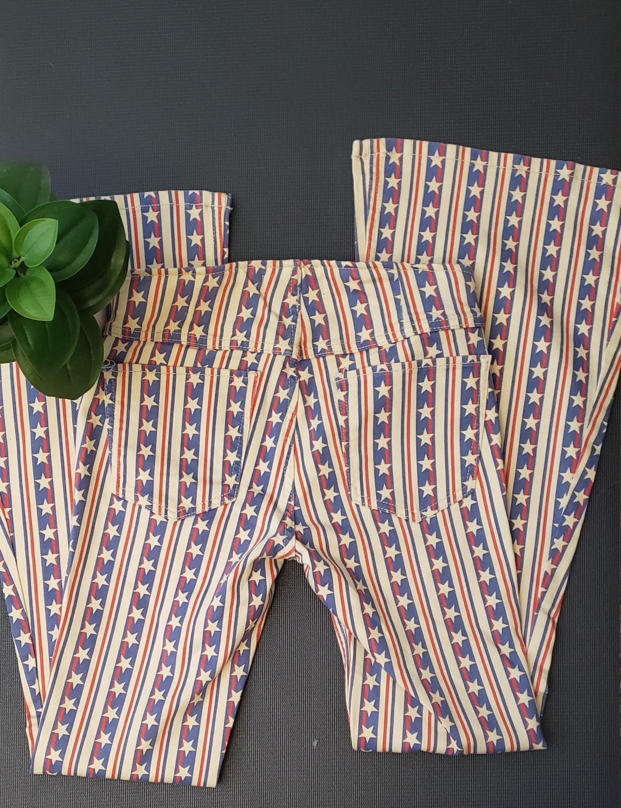 Free People Stars & Stripes Penny Pull On Retro Bell Bottoms US 27 NWOT