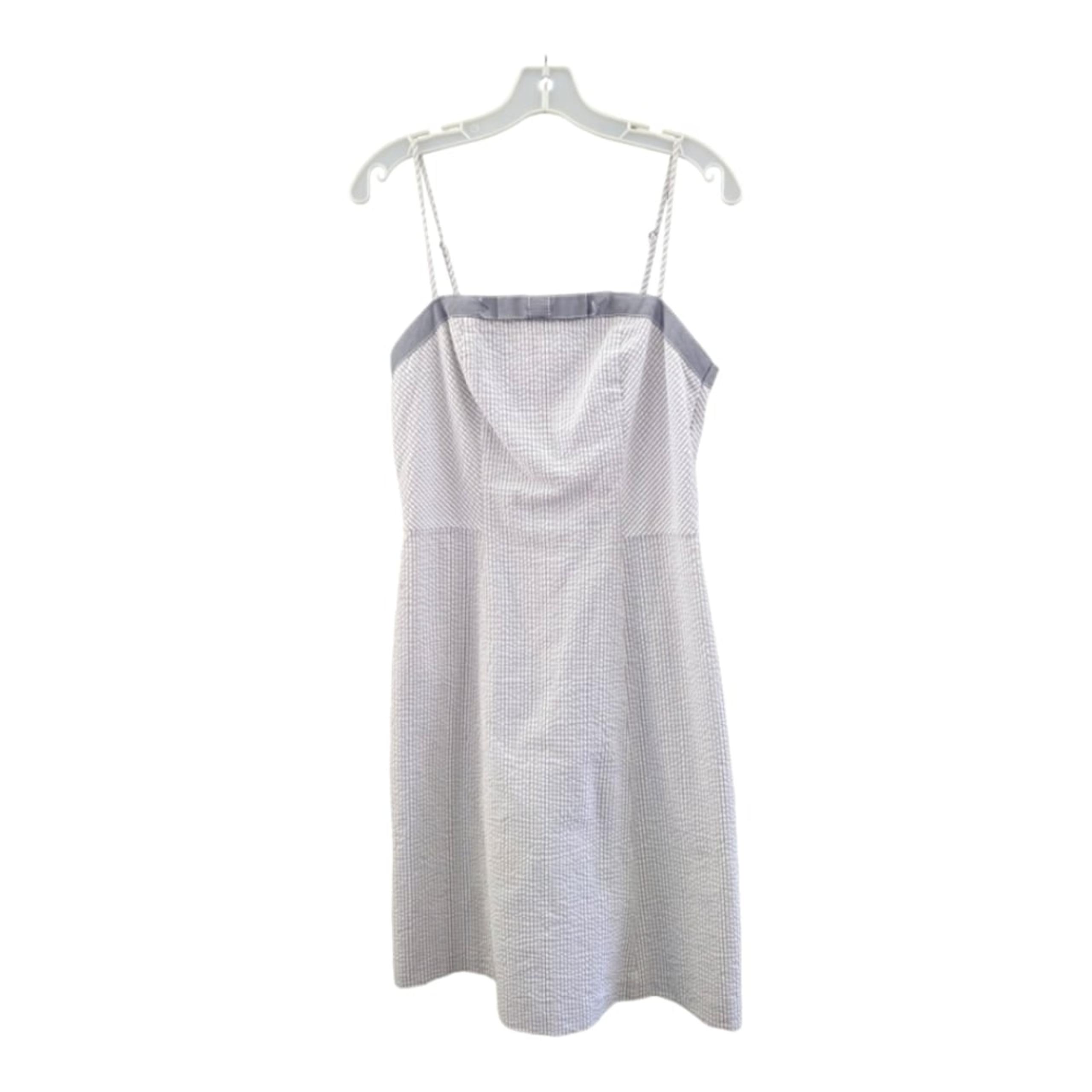 Isaac Mizrahi Gray and White Seersucker Striped Lined Sundress Size 10 GUC