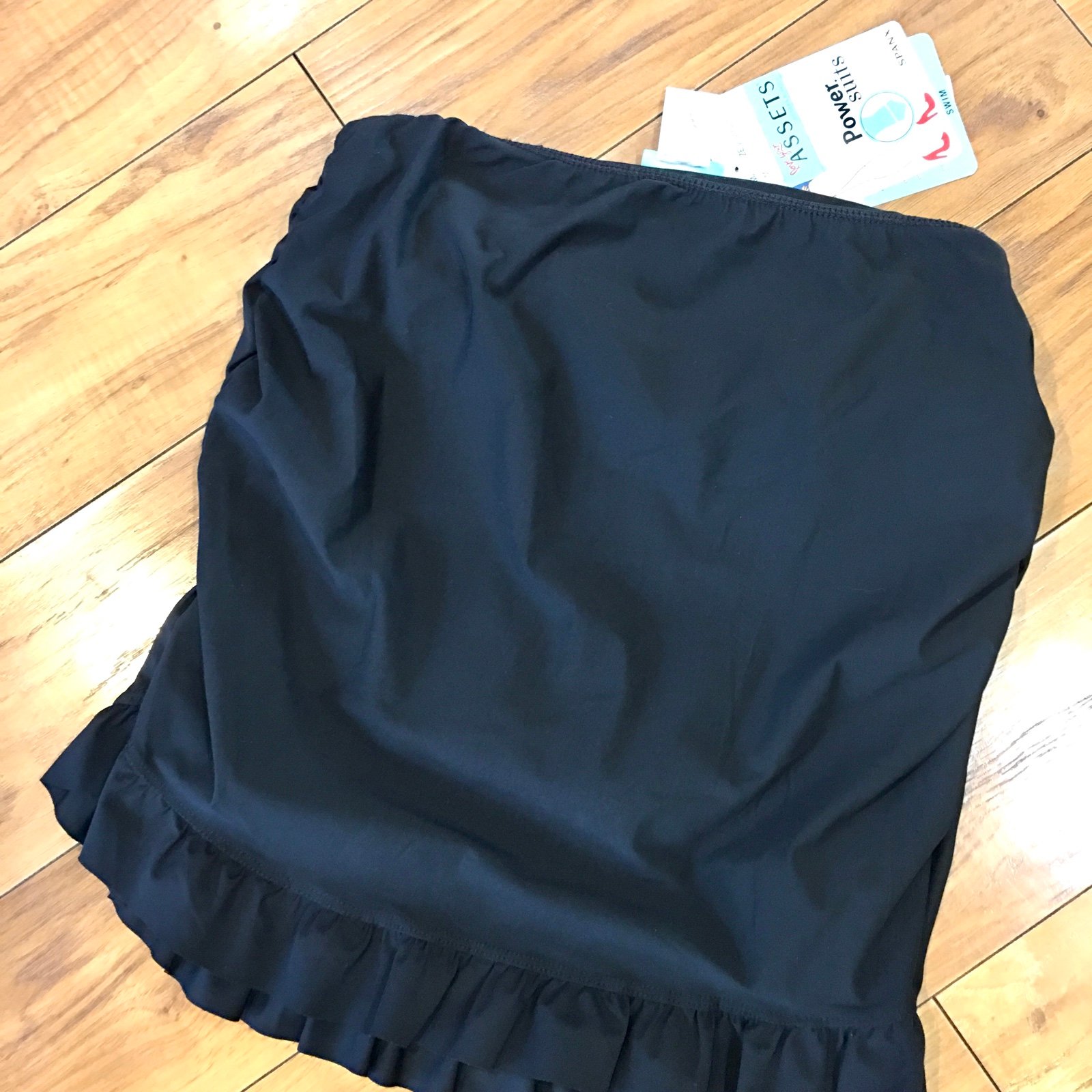 sPANX Asserts swim mini skirt black ruffle date night cocktail bathing suit