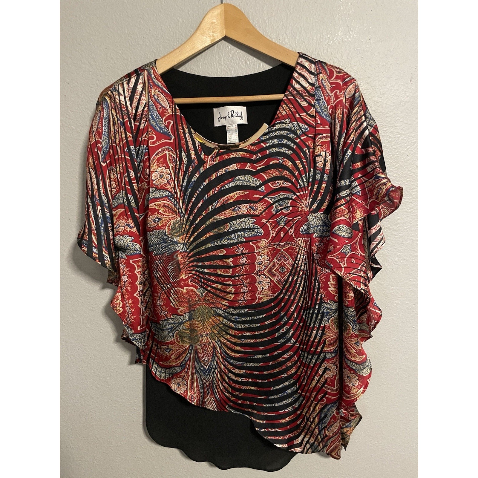 Joseph Ribkoff Womens Tunic Size 8 Floral Asymmetrical Lined Artsy Style 161609