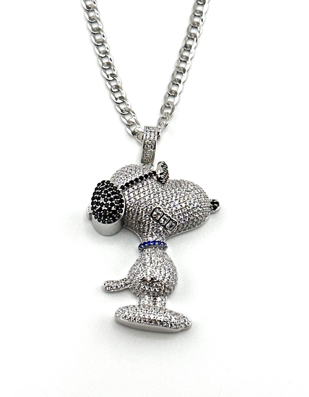 925 Solid Sterling Silver Moissanite 3D Snoopy Necklace