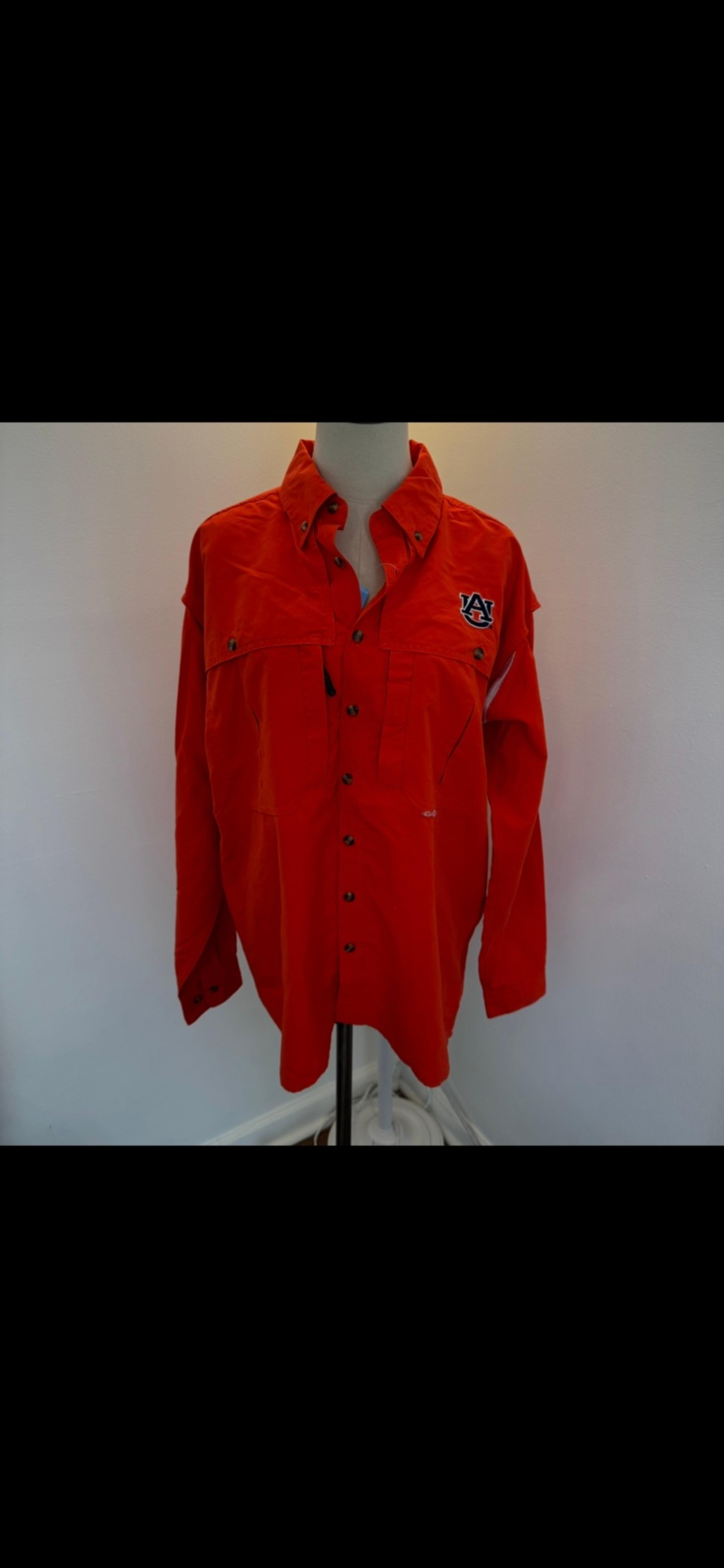Drake Men’s Medium Auburn University Orange Short Sleeve Button Up Shirt