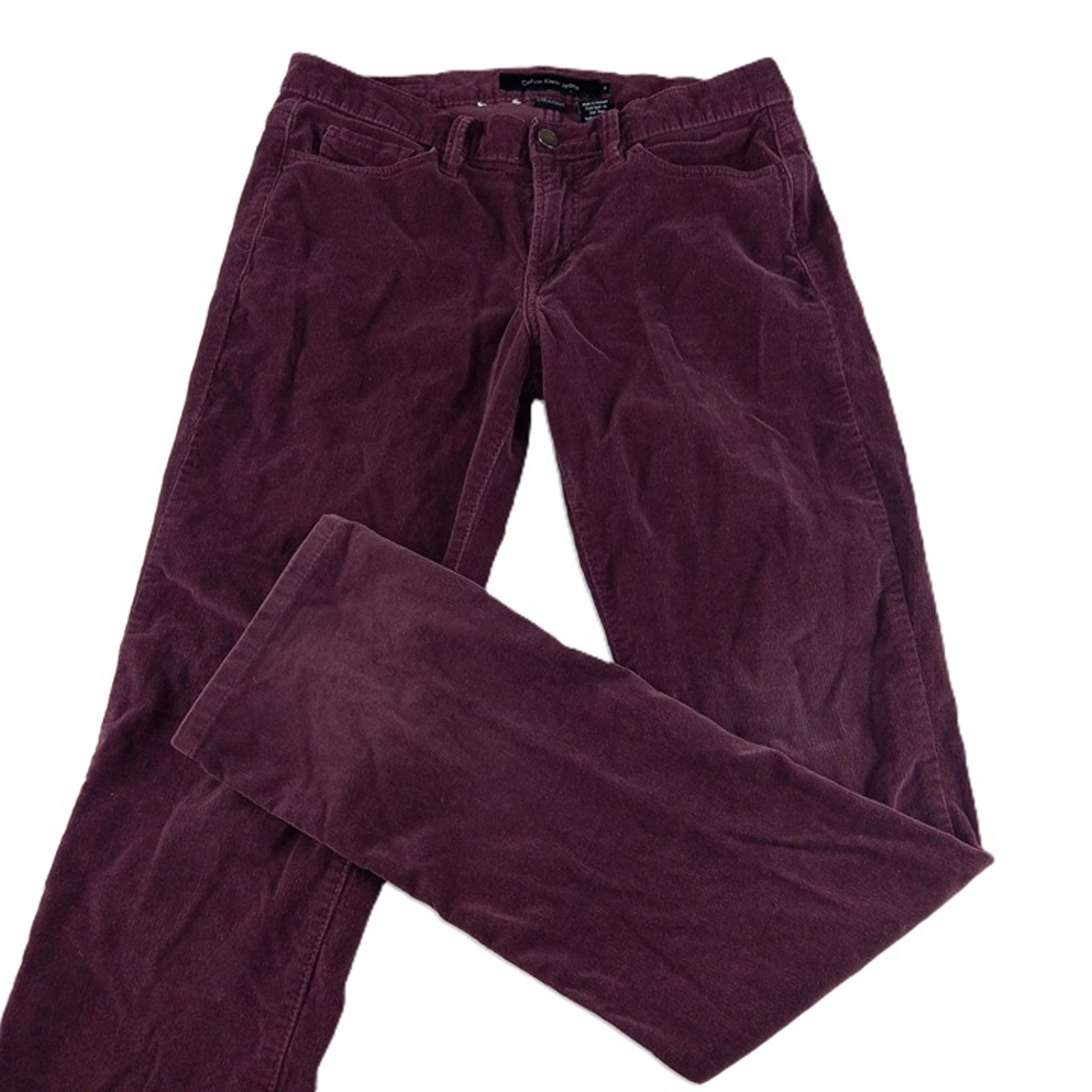 Calvin Klein Women's Straight Leg Corduroy Pant Size 6 X 34 Burgundy Low Rise