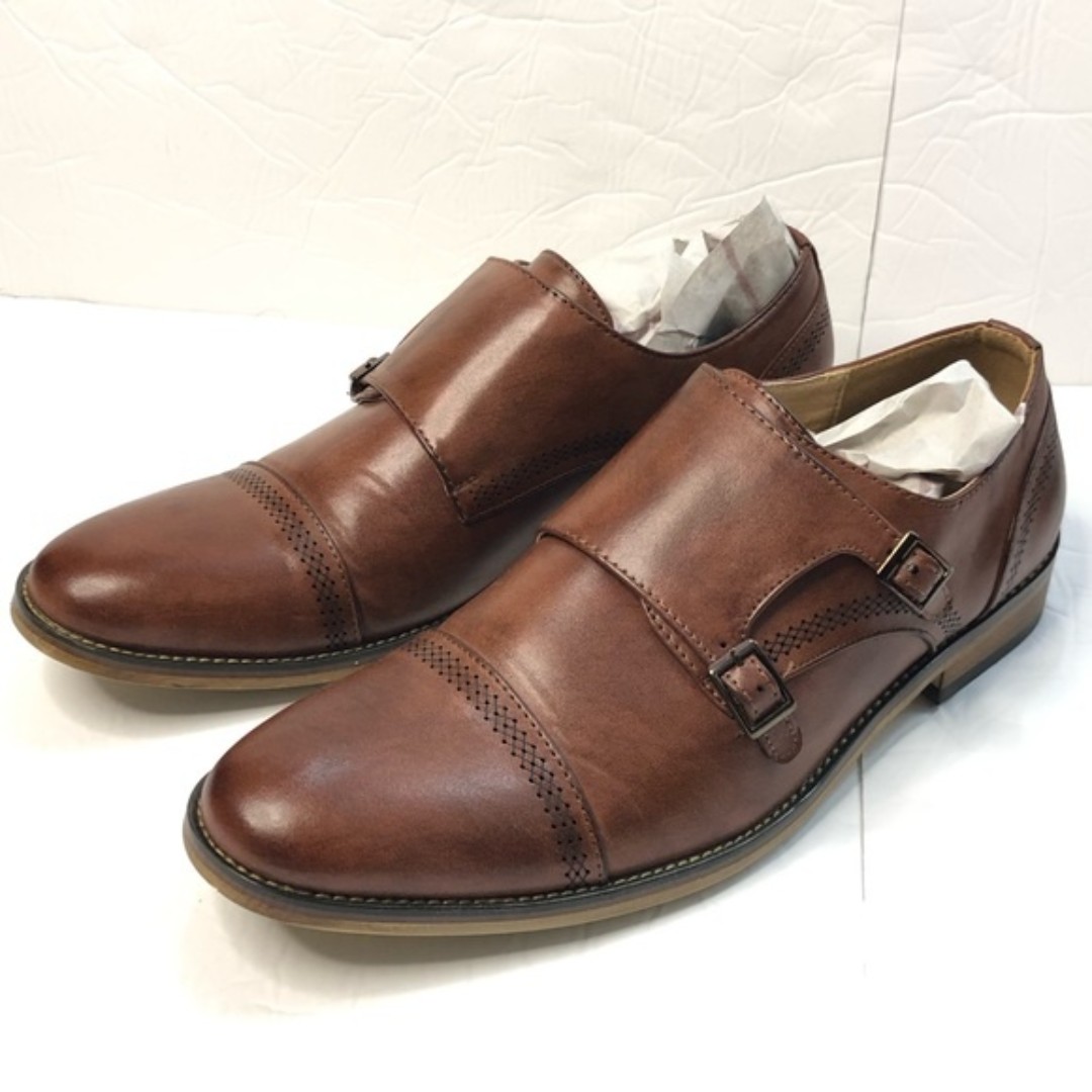 UV Signature Mens Size 10.5 Monk Strap Brown Leather Dress Shoes