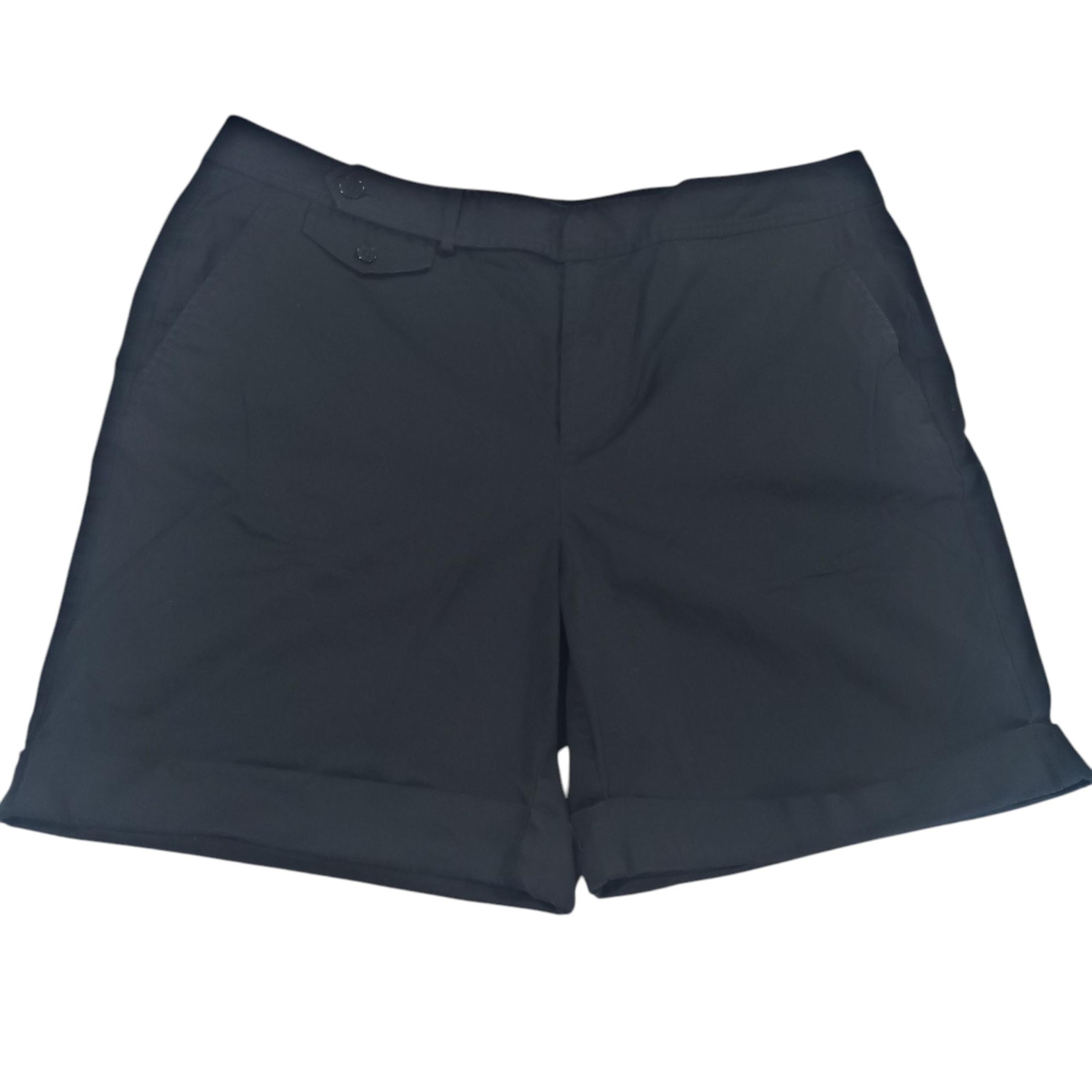 Lauren Ralph Lauren Chino Shorts Womens Black 18W Solid High Waist Flat Front
