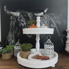 2 Tier Farmhouse Tray Decorative Tray White With Metal Handle Farmhouse Decor