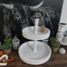 2 Tier Farmhouse Tray Decorative Tray White With Metal Handle Farmhouse Decor