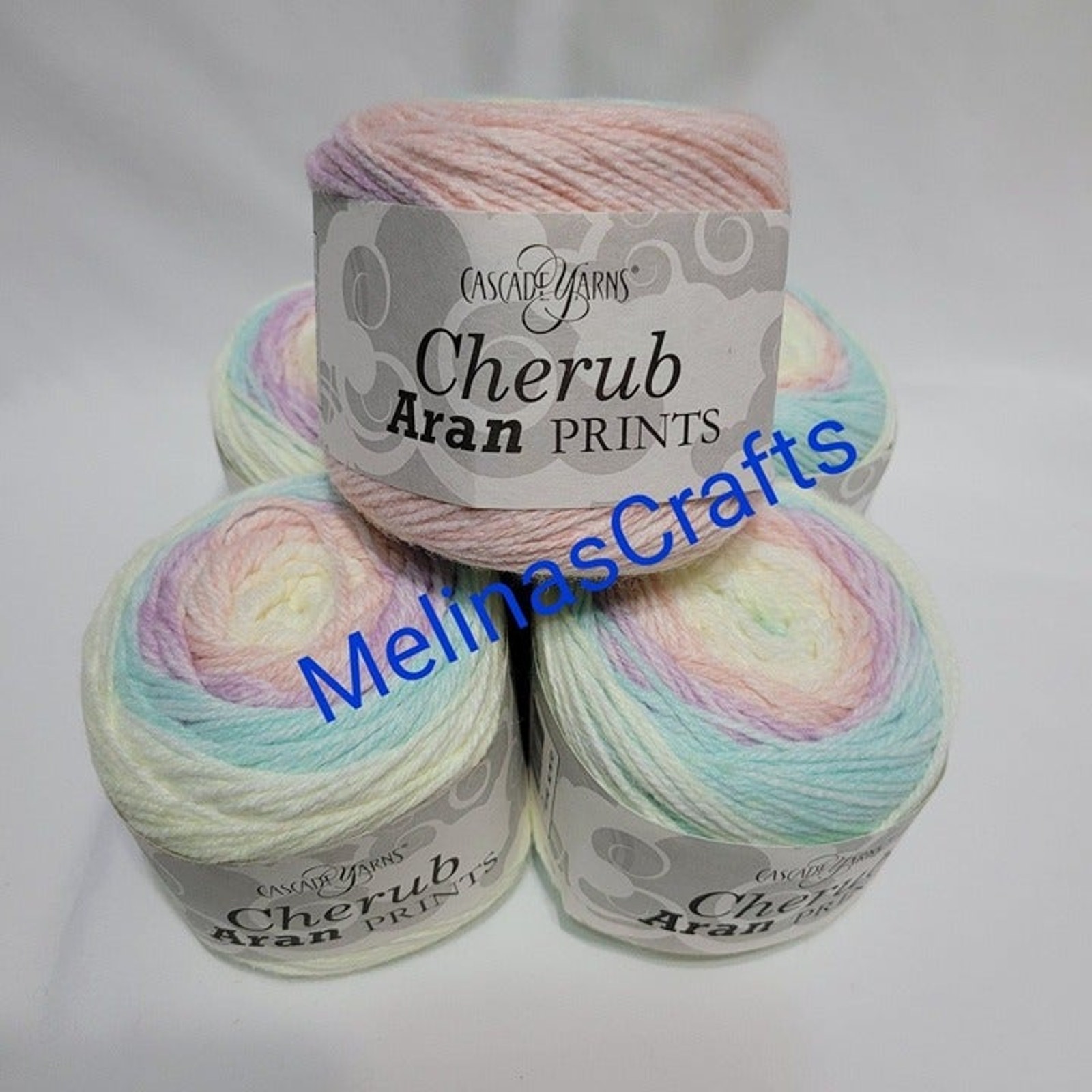 Cascade Cherub Aran Prints Yarn Lot of 5 Cakes in Pastels