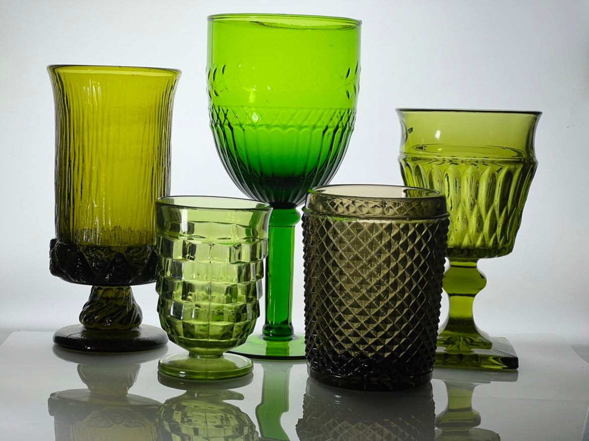 Mix set of 6 Vintage drinking glasses
