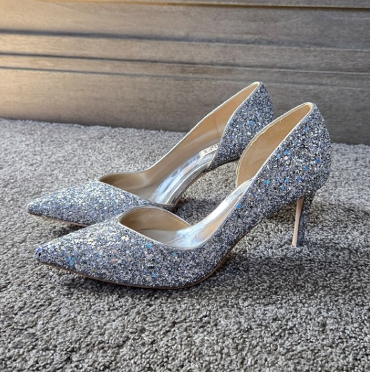 Badgley Mischka Daisy II Glitter Stiletto Heels NEW size 7.5