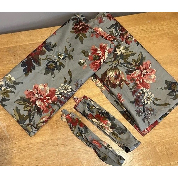 Pair Chaps Home Ralph Lauren Rod Pocket Floral Window Curtain Panels 40x80 Ties
