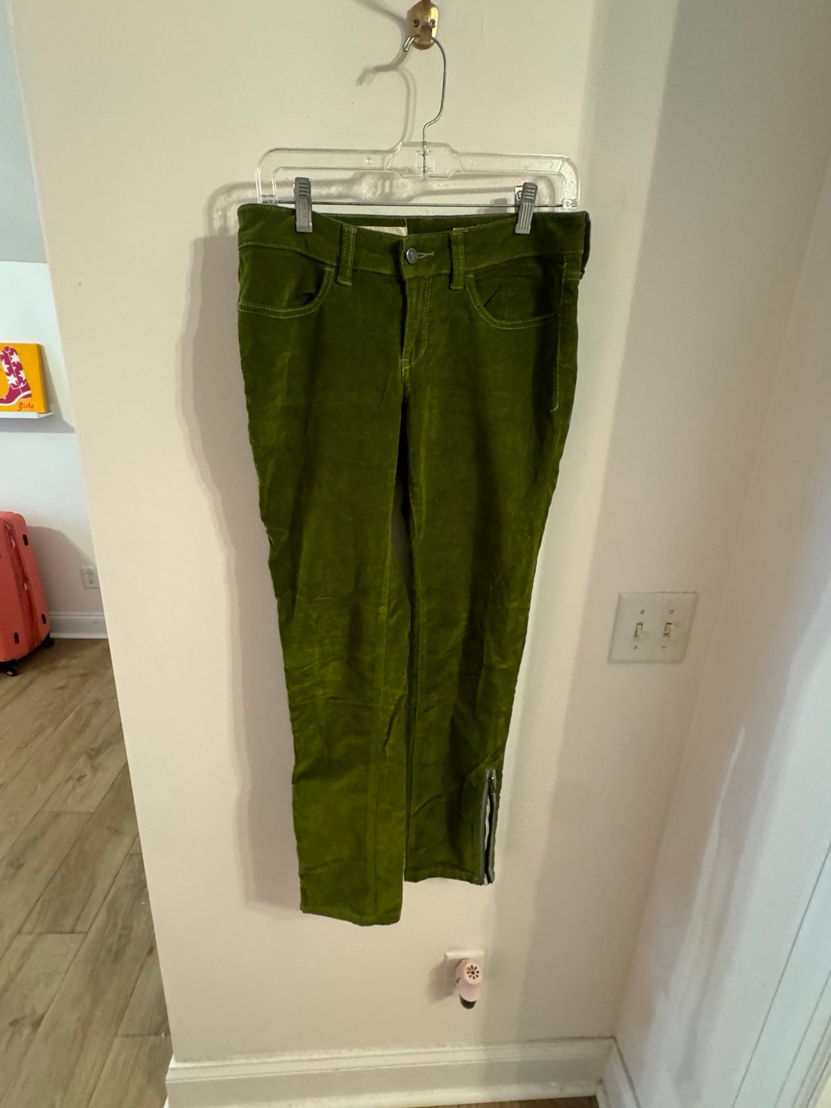 pilcro and the letterpress by anthropologie green corduroy pants size 29