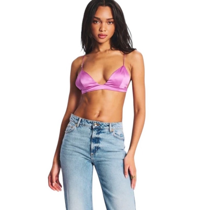 Ser.O.Ya Doral Silk Bralette Rose Bud Pink Size Medium NWT