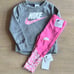 Nike Girls 4T Crewneck Sweatshirt + Leggings NWT Toddler Athletic Set Leopard