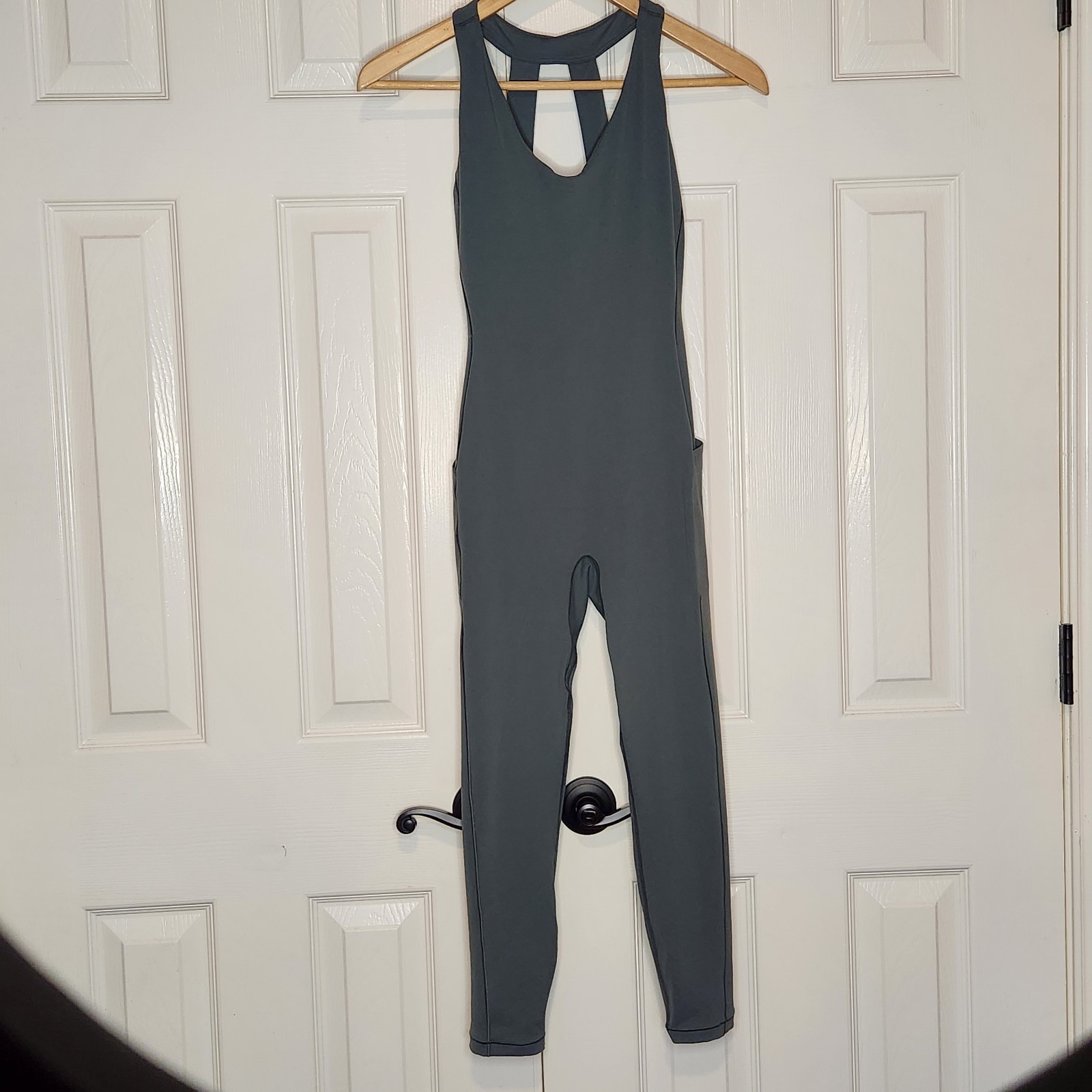 ATHLETA Transcend Bodysuit Unitard Olive Green Stretch Workout Athletic Small