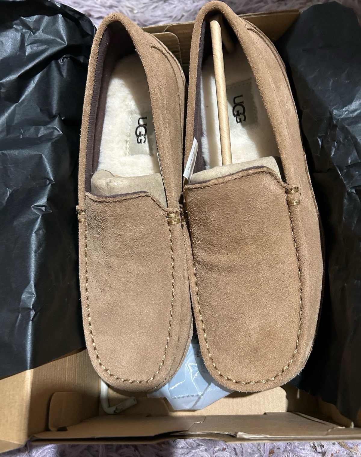 NEW UGG ALDER Men’s Loafers Suede Leather Wool Lining Moccasins Indoot Outdoor