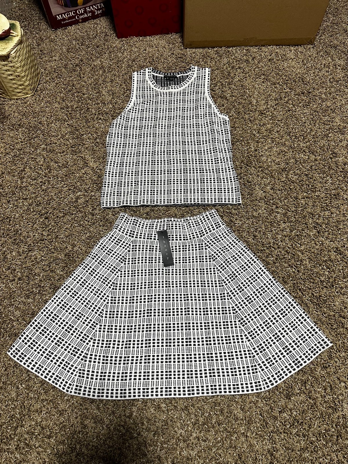 Theory Godelana Tank and matching Rortie C Skirt