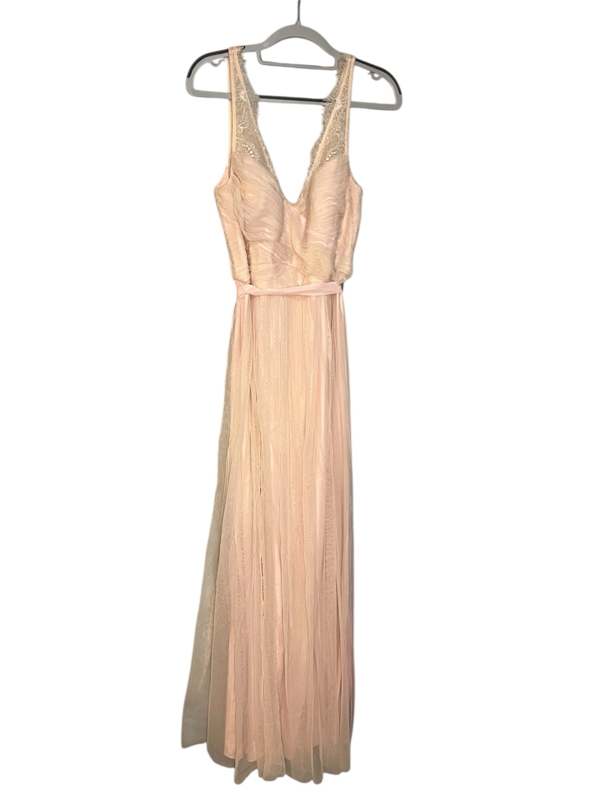 Anthropologie Hithero light pink bridesmaid dress special occasion maxi gown