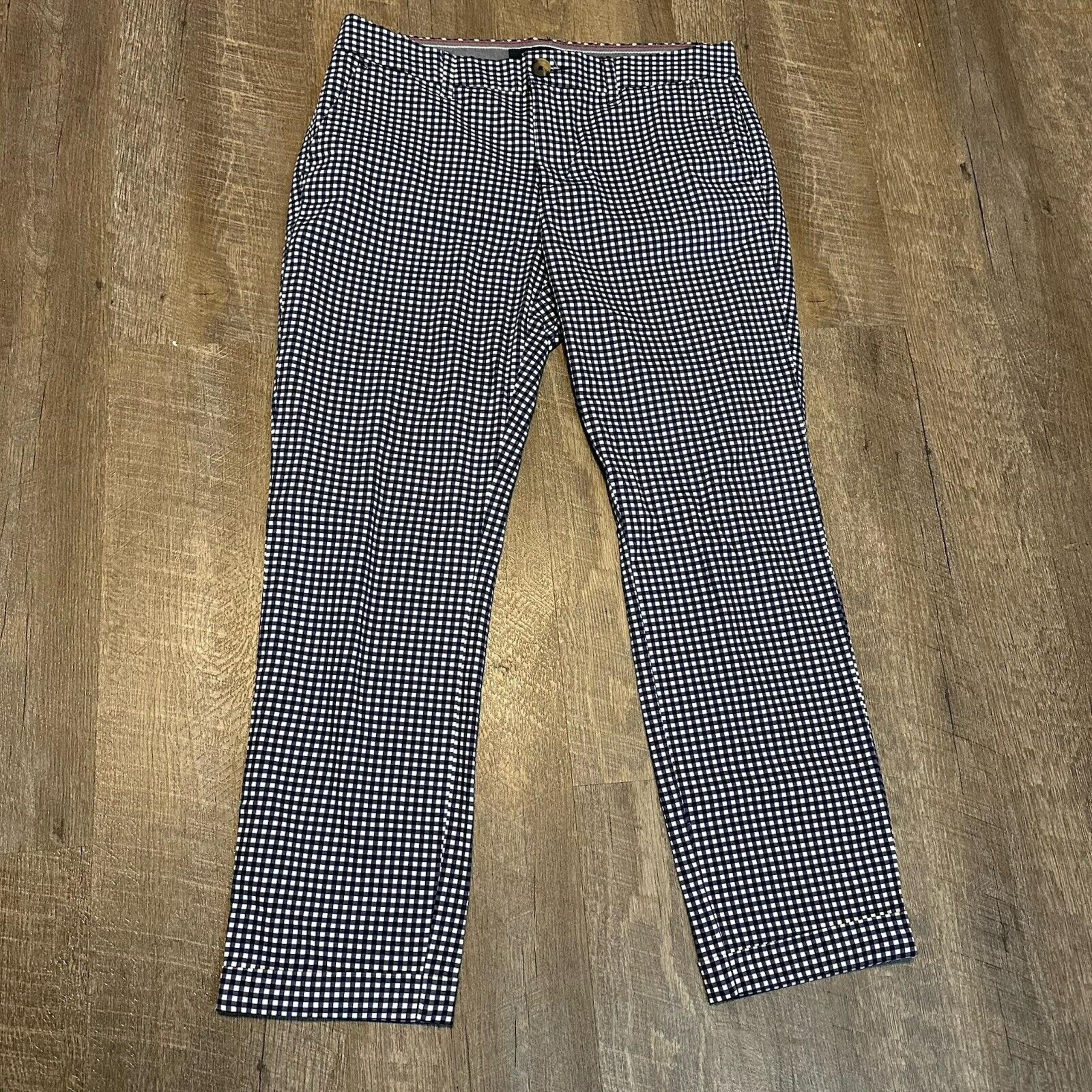 Tommy Hilfiger Navy Blue White Gingham Pants Women’s Size 6 Career Dress Pants