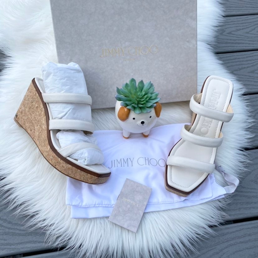 Jimmy Choo Leather Cork Wedges