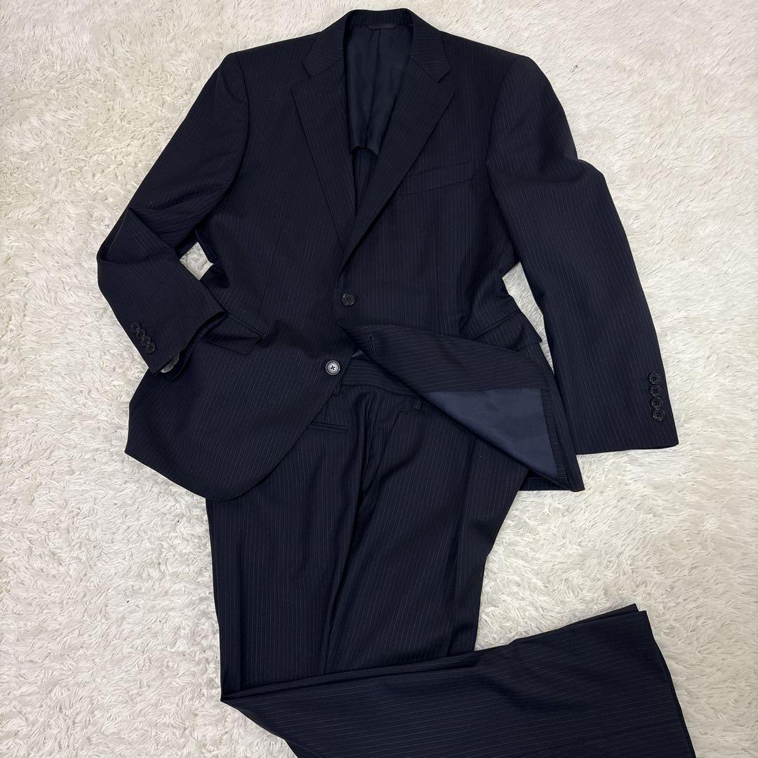 Excellent Condition D'urban Suit Set M Navy Stripe Summer Wool REDA