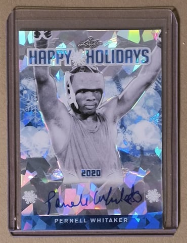 2020 Leaf Happy Holidays Pernell Whitaker Blue Ice Auto /10 #HH-PW1 Prizm Boxing