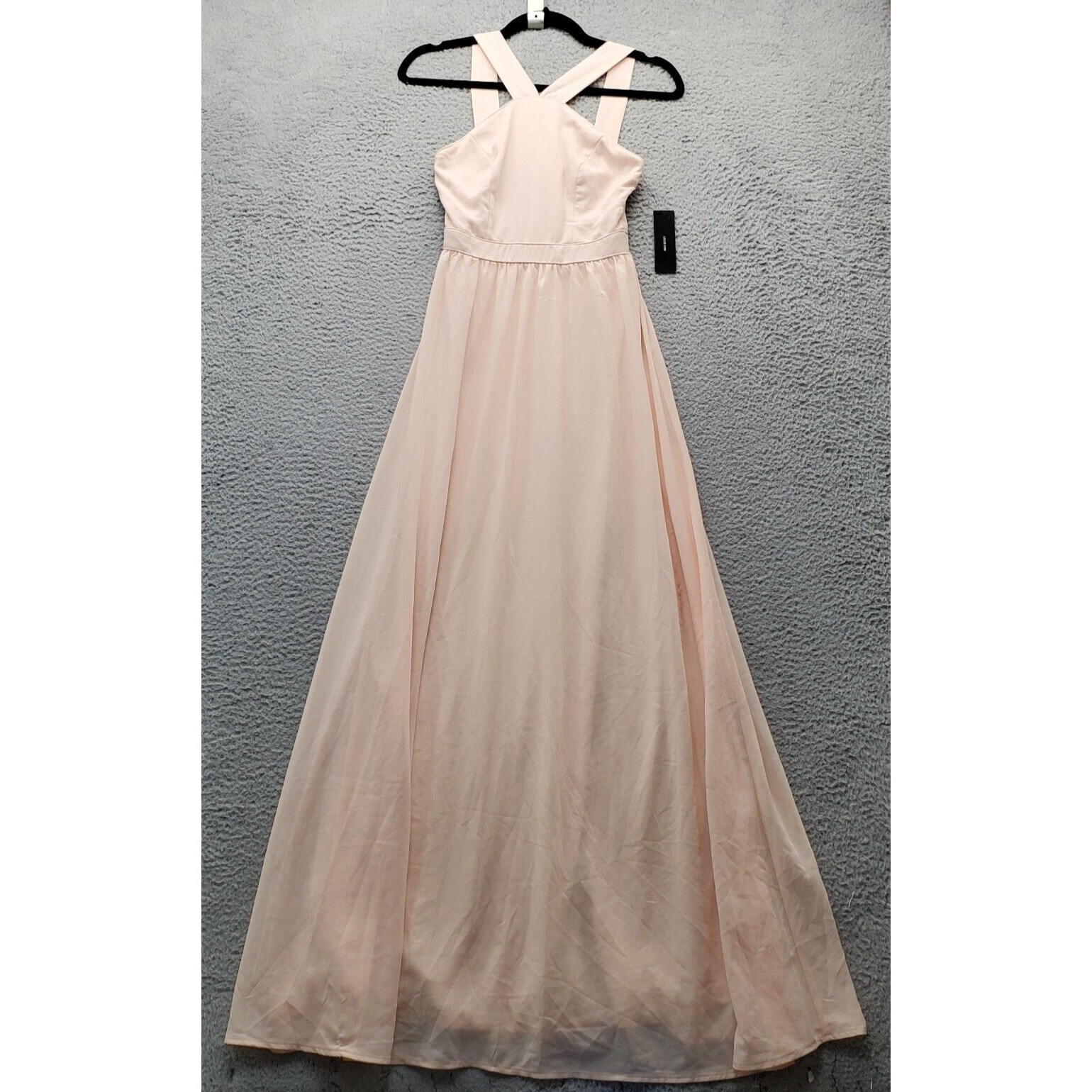 Lulus Long Maxi Dress Womens XS Pink Chiffon Formal Sleeveless V Neck Back Zip
