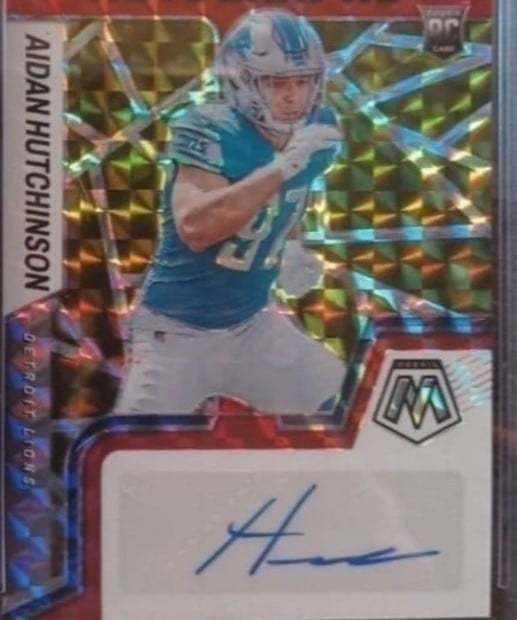Aidan Hutchinson RC Auto GOLD PRIZM Mosaic Panini Card PSA 10 GEM MINT