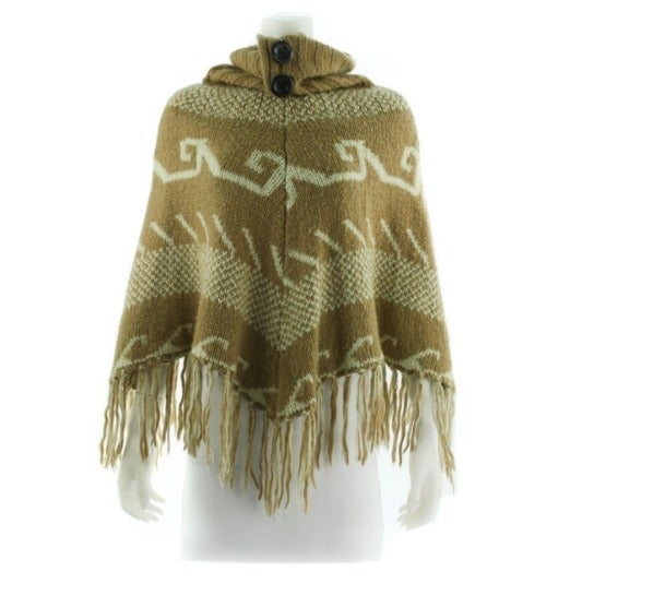 STEVE MADDEN Brown/White Knit Poncho One