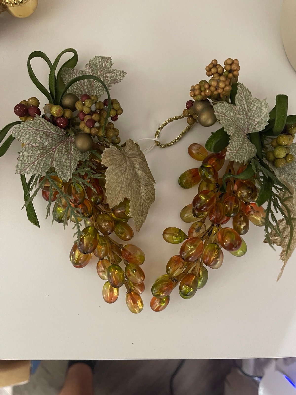 Vintage MCM 1960’s Lucite Grape Clusters Christmas Ornaments