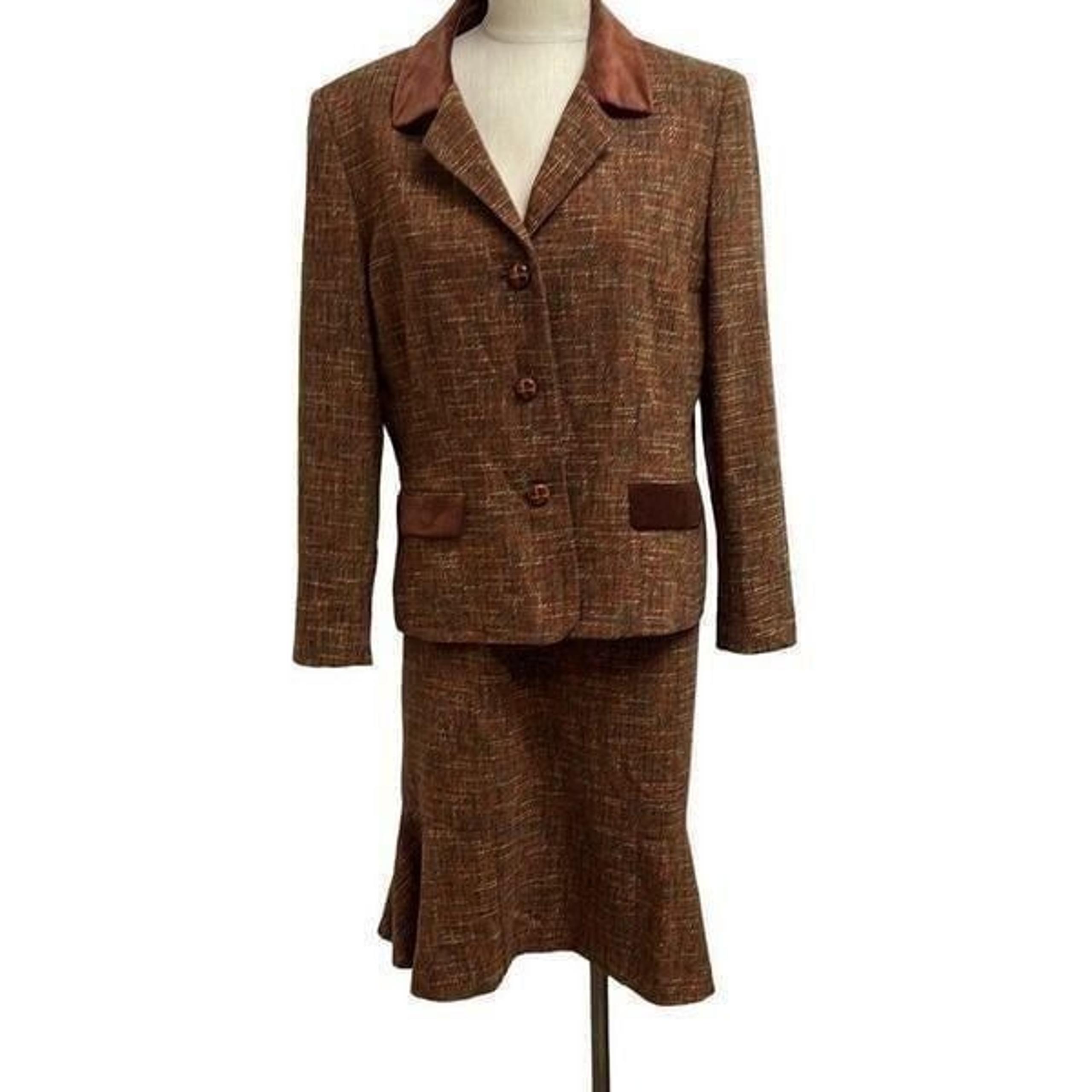 Collections by le Suit Brown Tweed Skirt Set Size 16