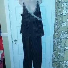 Black and white pin stripe lingerie set