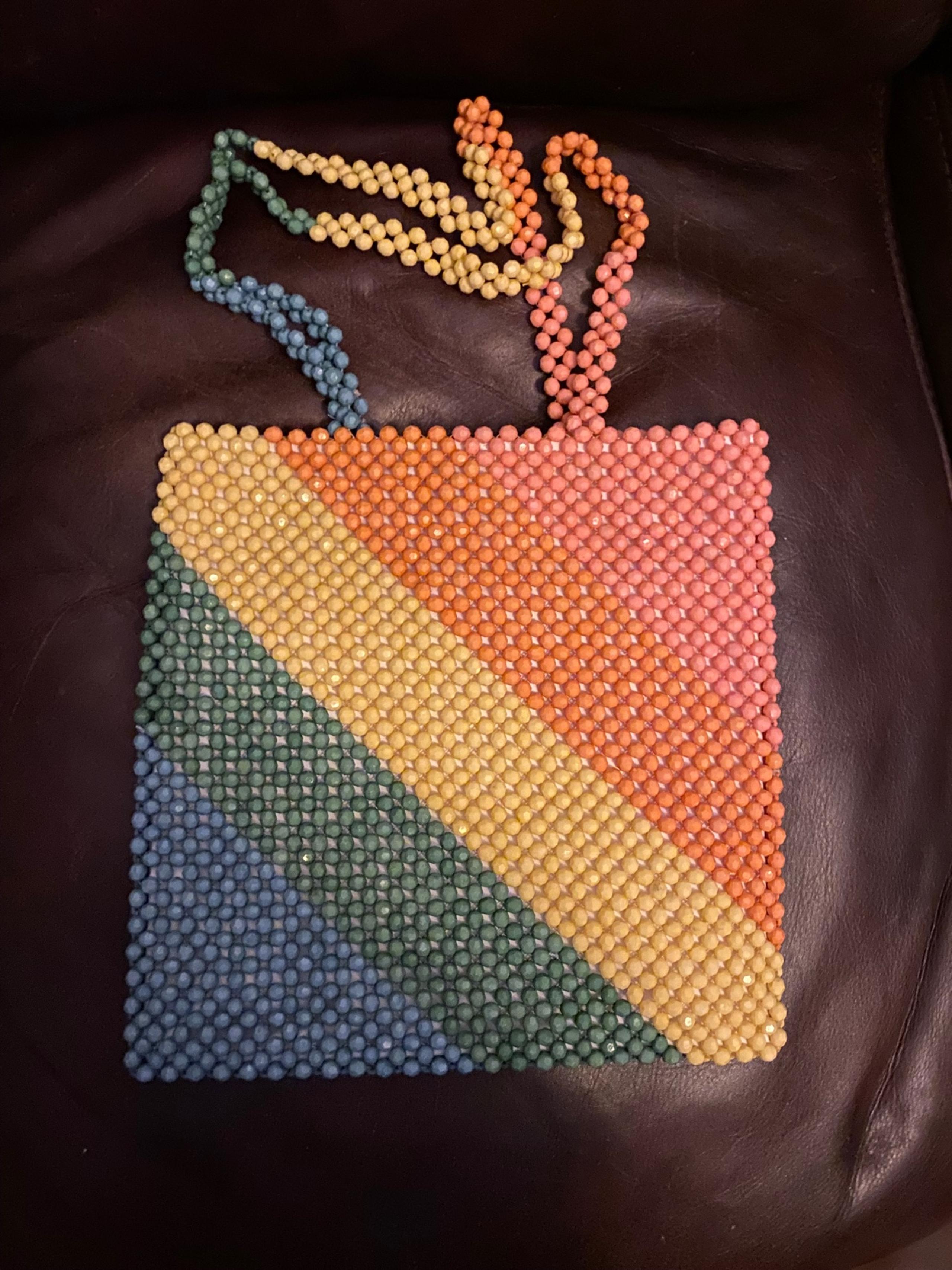 Isaac Mizrahi Rainbow Beaded Retro Shoulder Bag NWT