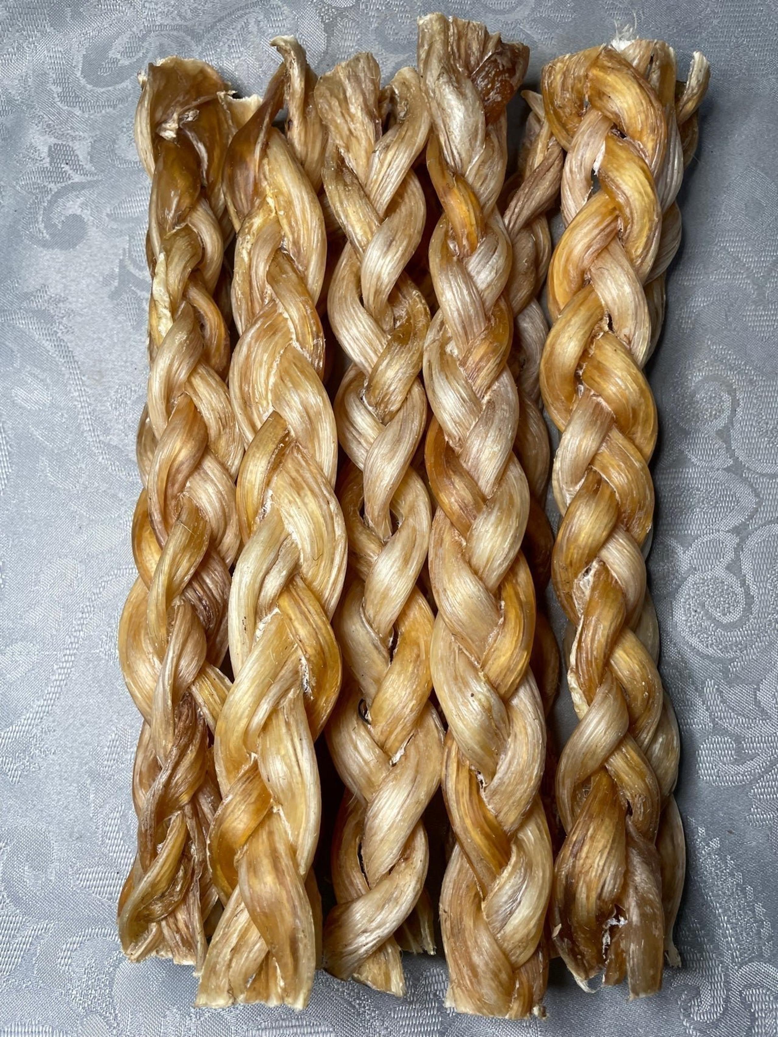 Odorless 9”-10” Braided Beef Tendon 5pk