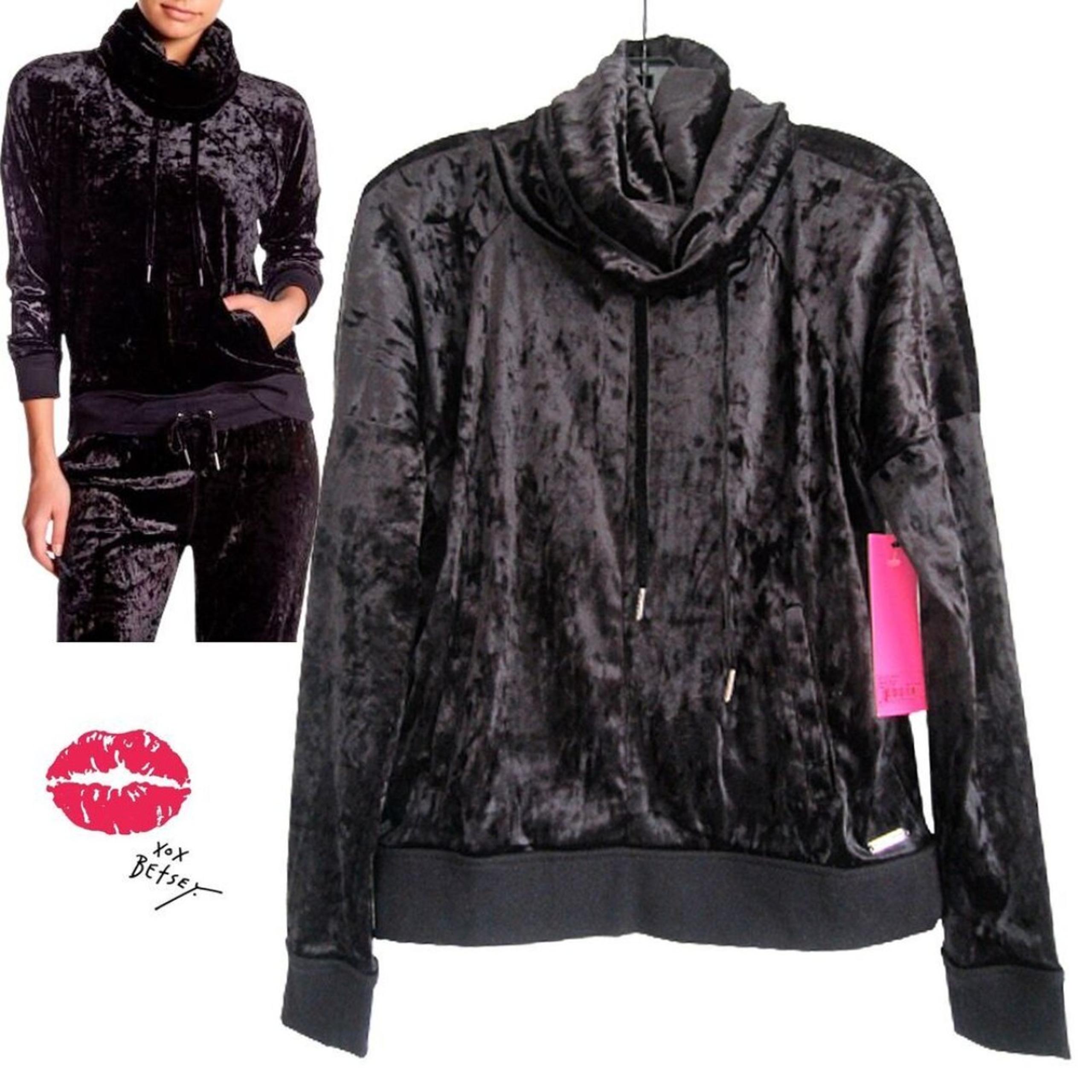 BETSEY JOHNSON PERFORMANCE NEW Crushed Velvet Cowl Neck Sweatshirt M