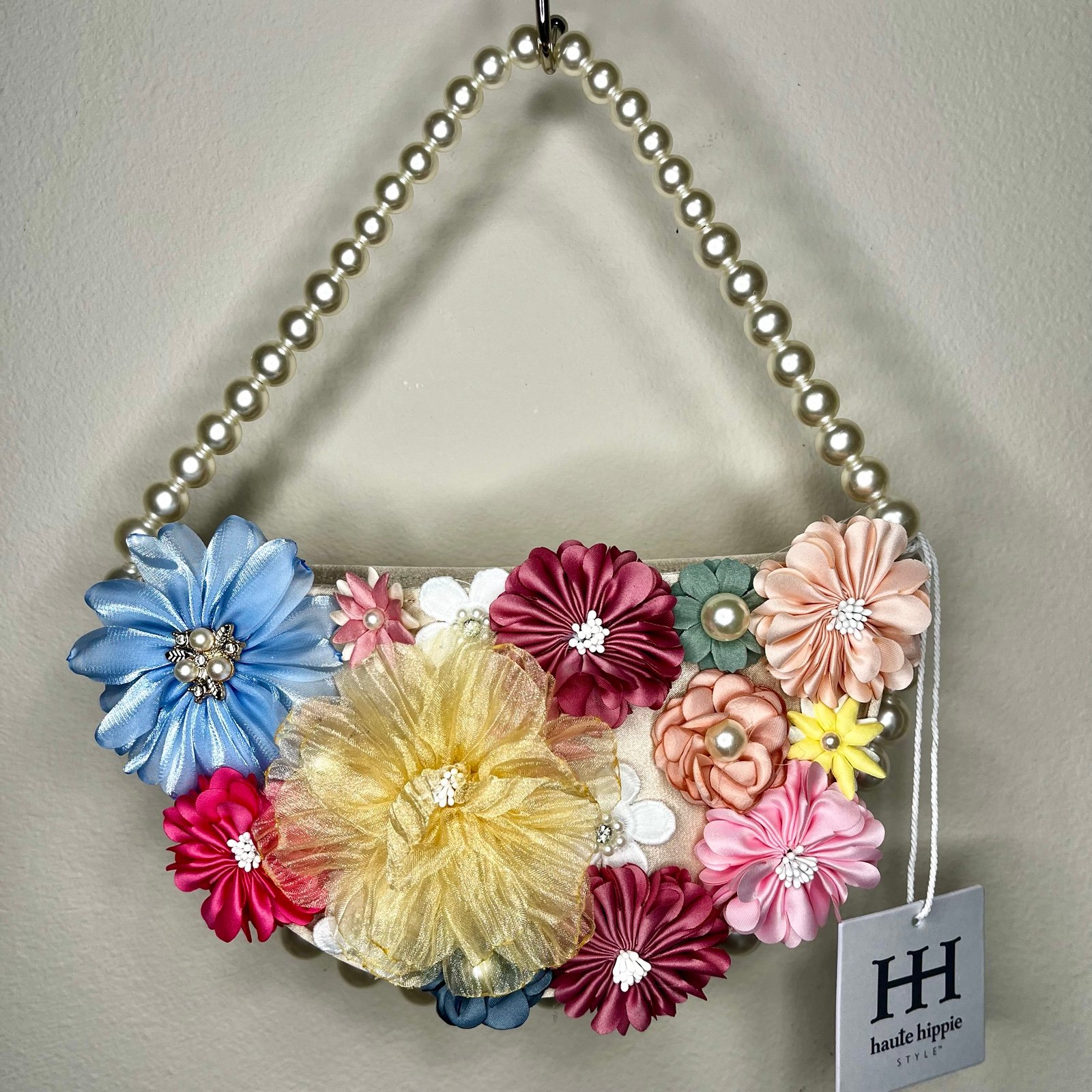 Haute Hippie Flower Bag with Pearl Strap